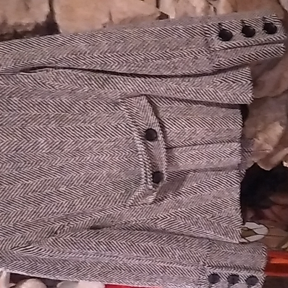 Vintage Express design studio black white tweed pea coat sz xs - Picture 7 of 8